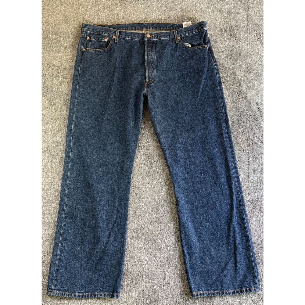 Levi's Men's Blue 501 Straight Fit Denim Jeans Button Fly 5-Pocket 46x32